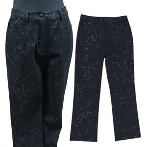 Etcetera Paisley Print Metallic Thread Pants